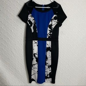 TORRID Sz 12 Blue White Black S/S Sheath Dress